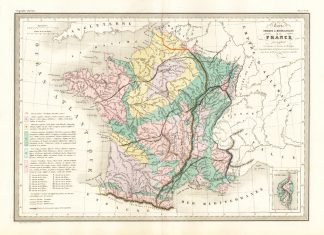 Antique Map-FRANCE-MINERALS-PHYSICAL-Malte-Brun-Sarrazin-1880