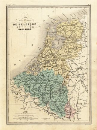 Antique Map-THE NETHERLANDS-BELGIUM-HOLLAND-Malte-Brun-Sarrazin-1880
