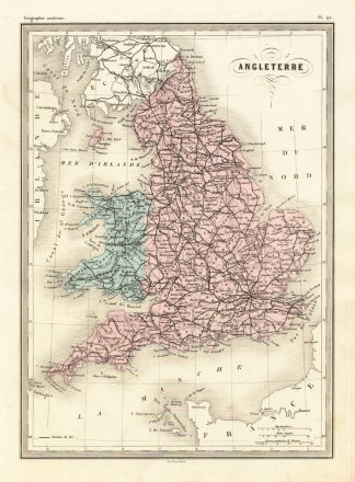 Antique Map-ENGLAND-WALES-BRITAIN-Malte-Brun-Sarrazin-1880