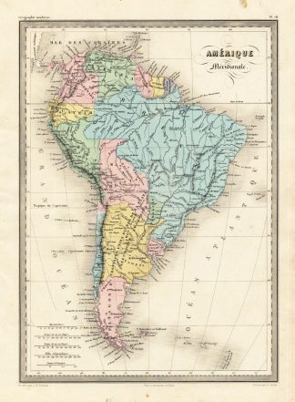 Antique Map-SOUTH AMERICA-BRAZIL-ARGENTINA-CHILE-Malte-Brun-Sarrazin-1880