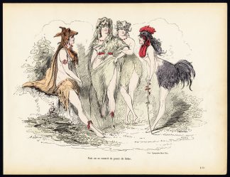 Antique Print-ROOSTER-ANIMAL SKIN-FASHION-COSTUME-Gillot-Alfred Grevin-1865