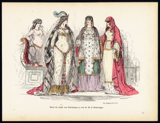 Antique Print-CHARLEMAGNE-LADIES-DRESS-COSTUME-Gillot-Alfred Grevin-1865