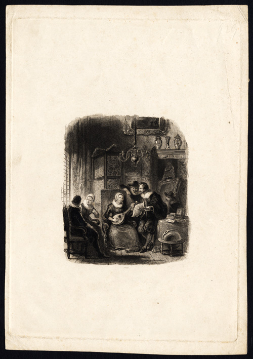 , Antique Print-STRINGED INSTRUMENT-LUTE-PLAYING MUSIC-17TH CENTURY-1850, Pictura Antique Prints