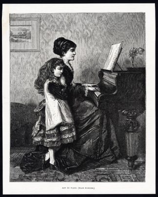 Antique Print-PLAYING MUSIC-PIANO-Kilburn-1880