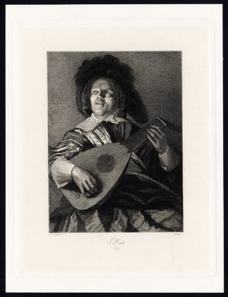 Antique Print-PLAYING MUSIC-STRINGED INSTRUMENT-LUTE-Kaiser-Frans Hals-1850