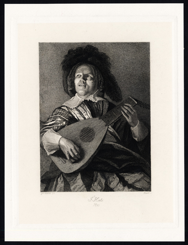 , Antique Print-PLAYING MUSIC-STRINGED INSTRUMENT-LUTE-Kaiser-Frans Hals-1850, Pictura Antique Prints