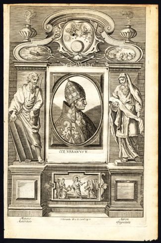 Antique Print-POPE-SAINT-URBAN V-URBANUS-STATUE-MOSES-AARON-ARK-Hazart-1678