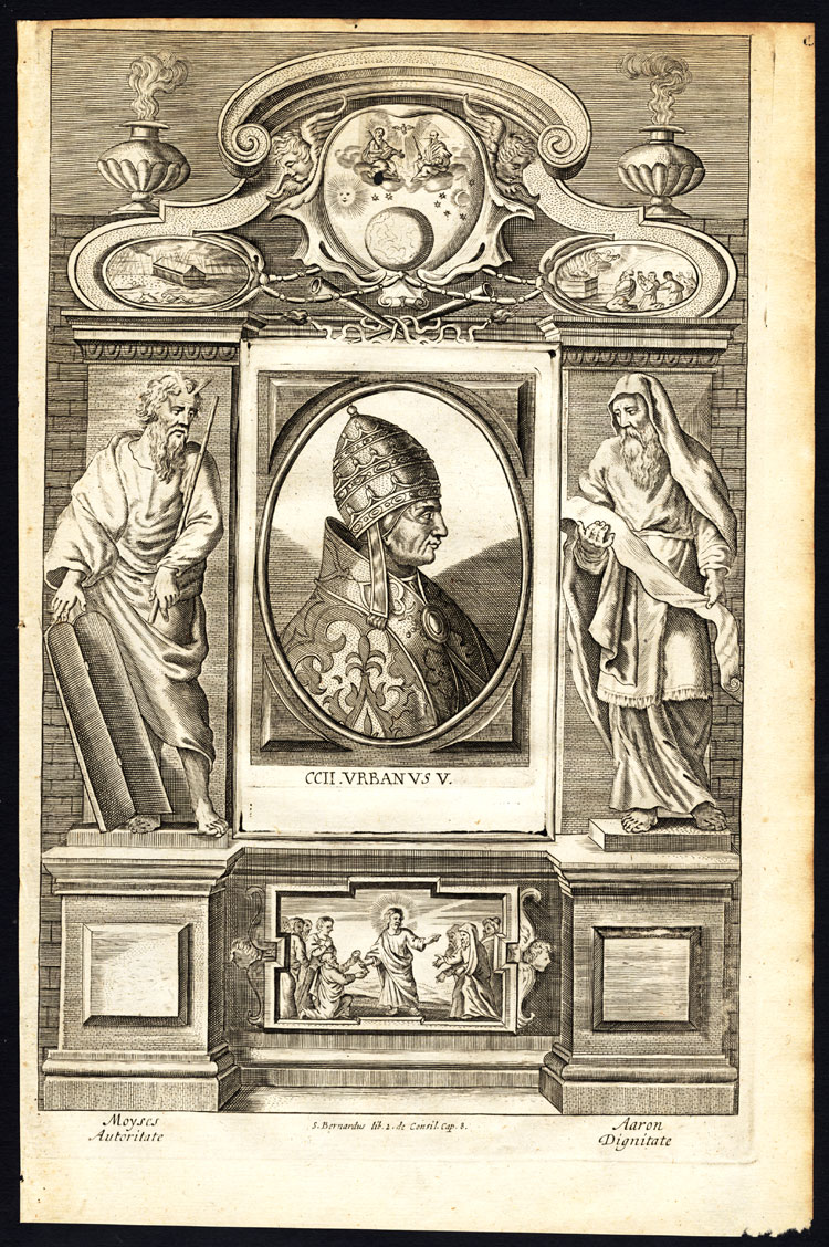 Lb6586 416x626 Antique Print-POPE-SAINT-URBAN V-URBANUS-STATUE-MOSES-AARON-ARK-Hazart-1678