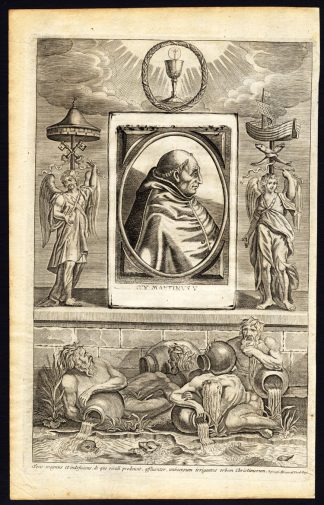 Antique Print-POPE-SAINT-MARTINUS V-CHRISTIAN SYMBOL-RELICS-ANGEL-Hazart-1678