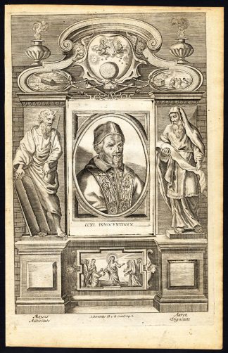 Antique Print-POPE-SAINT-INNOCENTIUS X-MOSES-AARON-ALLEGORY-Hazart-1678