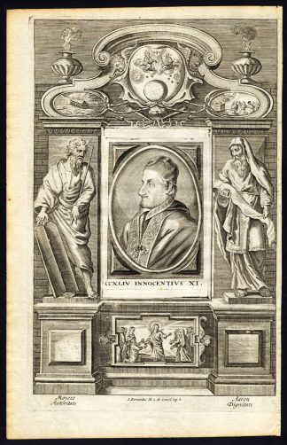 Antique Print-POPE-SAINT-INNOCENTIUS XI-MOSES-AARON-ARK-ALLEGORY-Hazart-1678