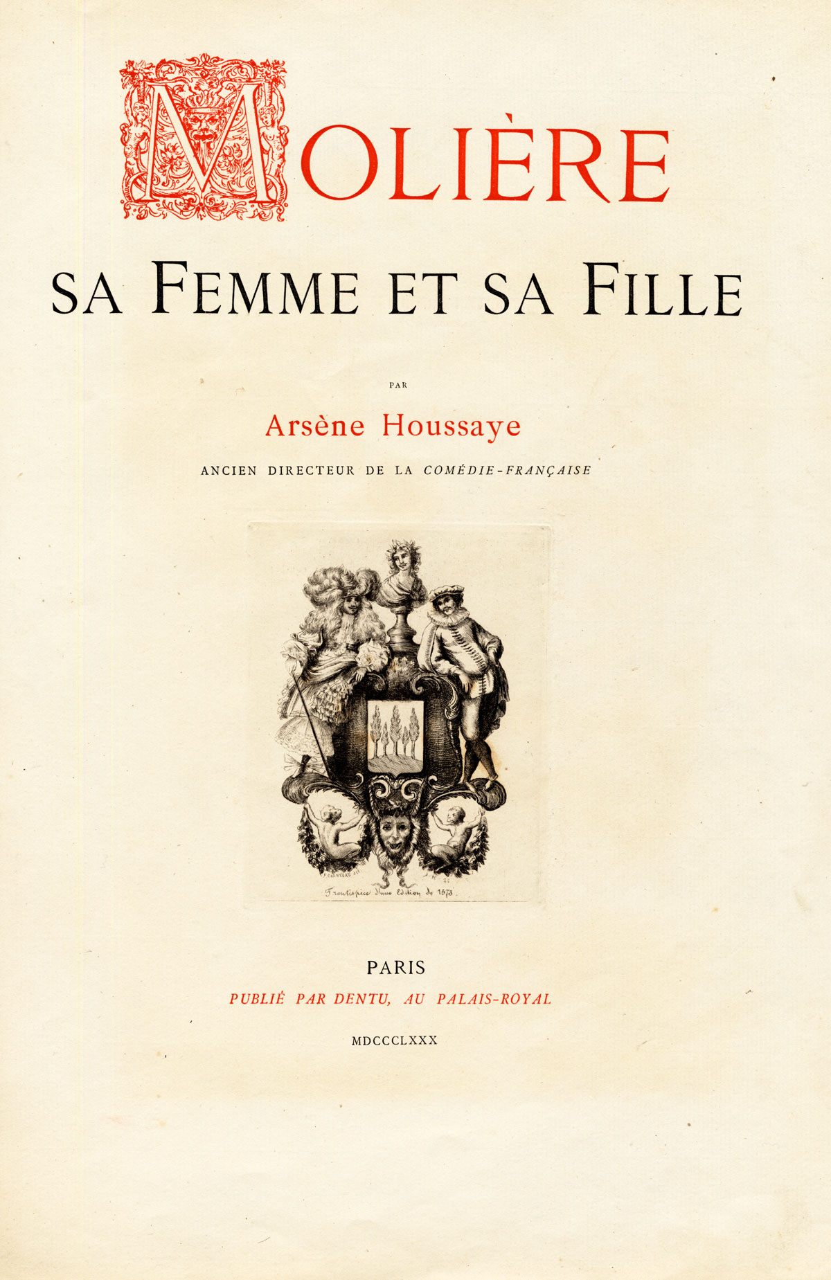 , Antique Print-MOLIERE-FRONTISPIECE-ALLEGORY-Houssaye-1880, Pictura Antique Prints