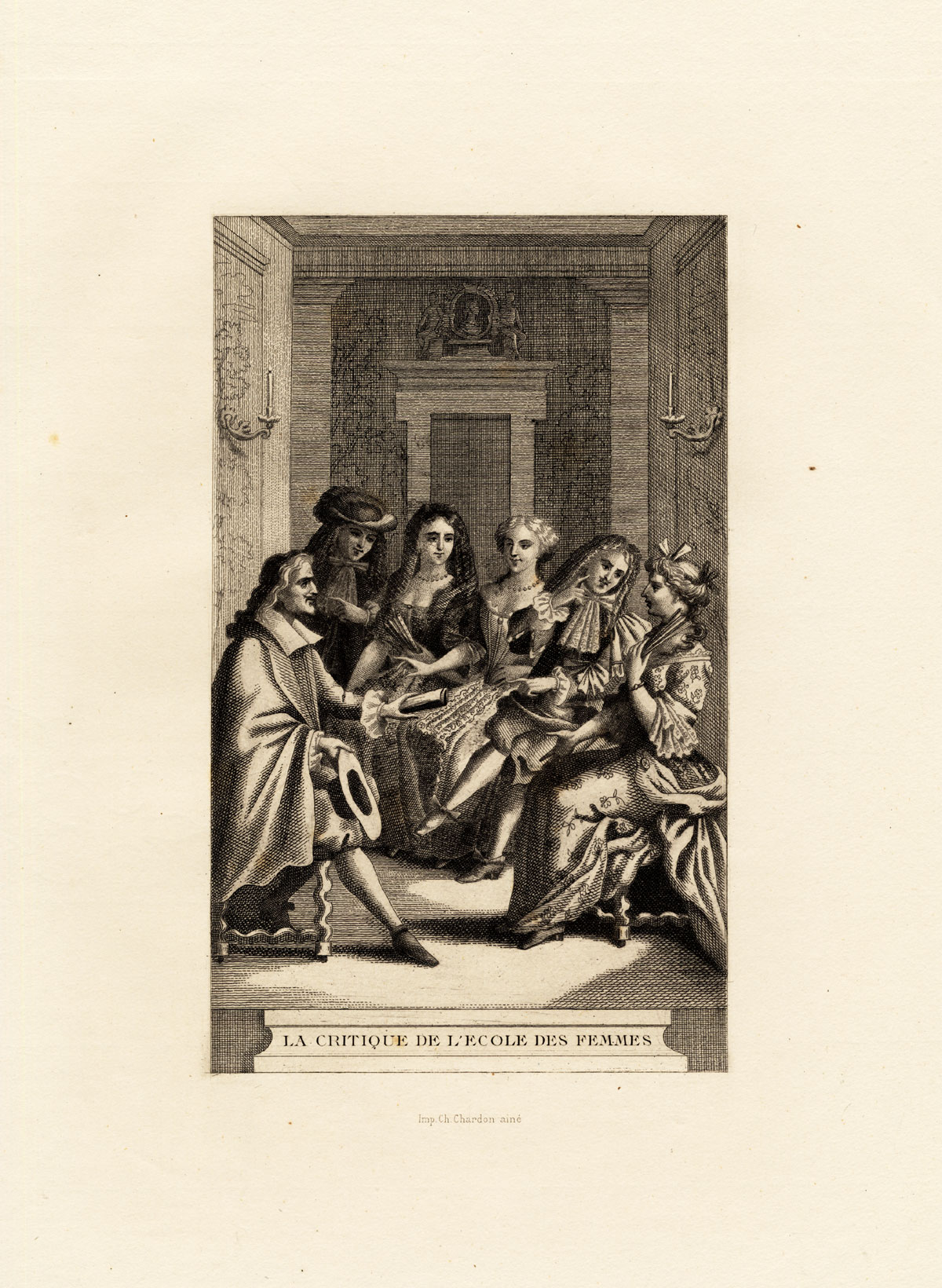 Lb6633 416x569 Antique Print-MOLIERE-PLAY-THEATER-CRITIQUE DE L'ECOLE DES FEMMES-Houssaye-1880