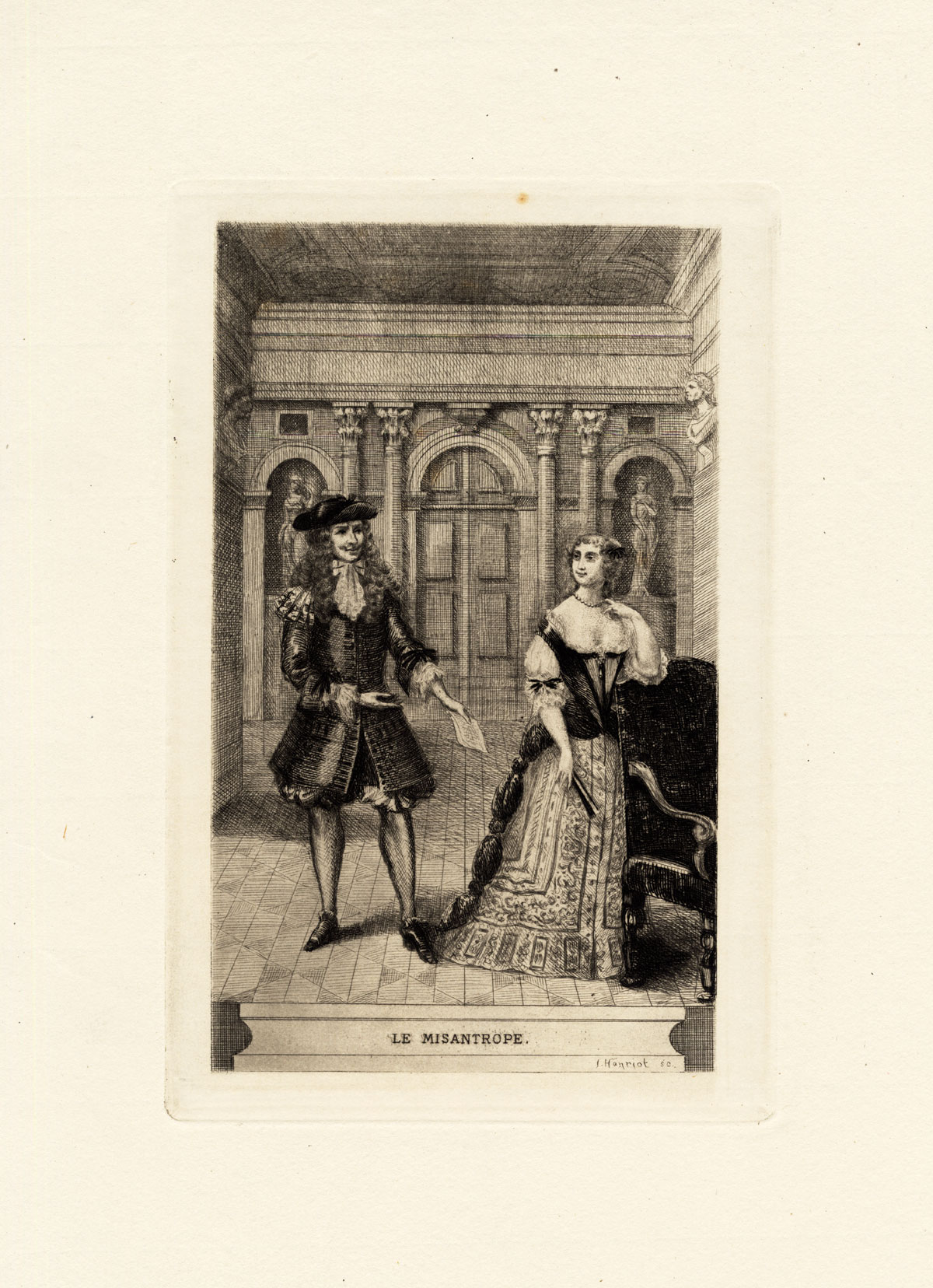 Lb6644 416x574 Antique Print-MOLIERE-ARMANDE BEJART-THEATER-PLAY-SCENE-Houssaye-Hanriot-1880