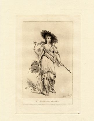 Antique Print-MOLIERE-ARMANDE BEJART-MELICERTE-THEATER-Houssaye-Flameng-1880