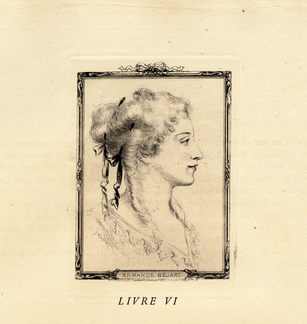 , Antique Print-MOLIERE-ARMANDE BEJART-ACTRESS-PORTRAIT-PROFILE-Houssaye-1880, Pictura Antique Prints