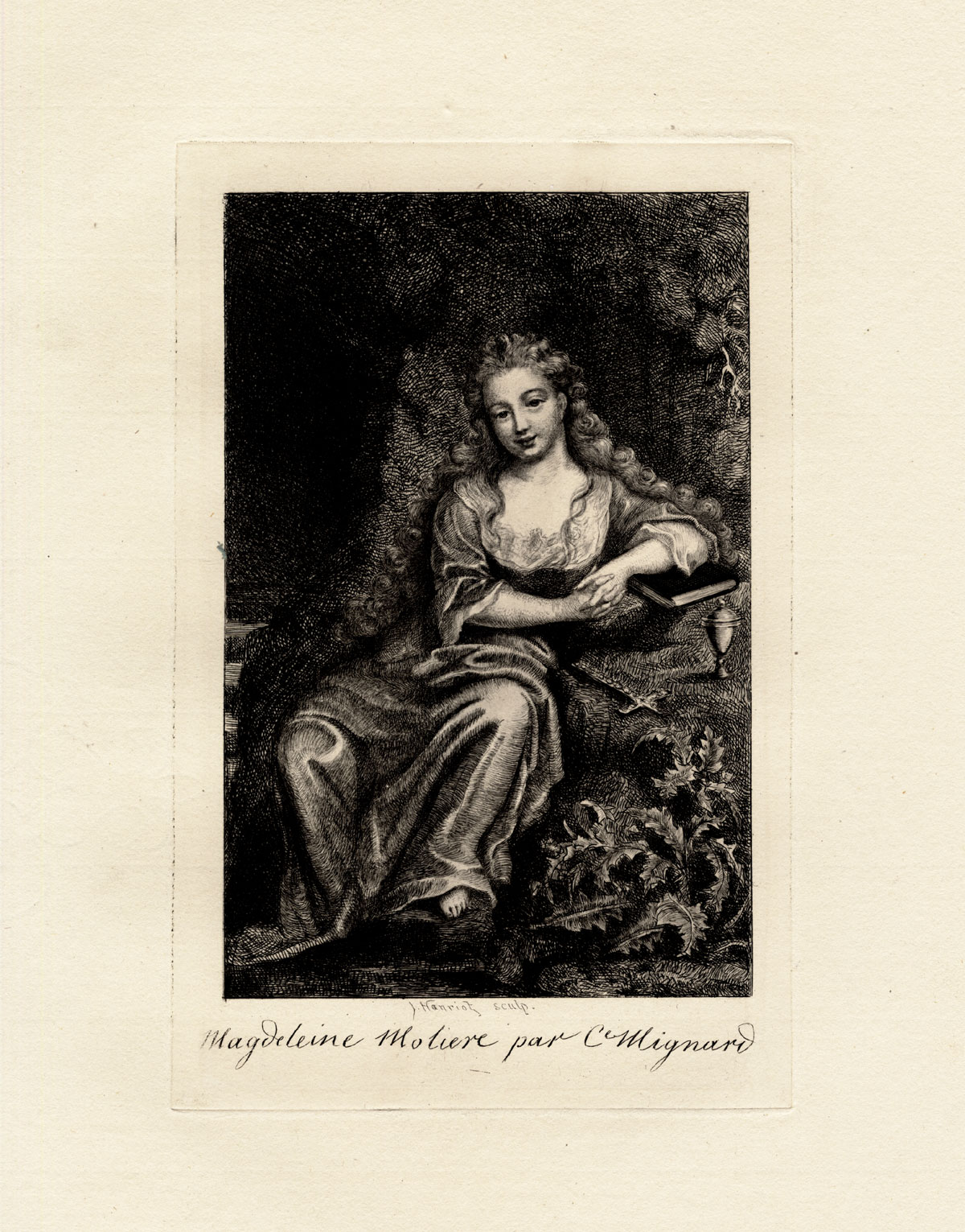 , Antique Print-MOLIERE-DAUGHTER-MADELEINE-MIGNARD-Houssaye-Hanriot-1880, Pictura Antique Prints