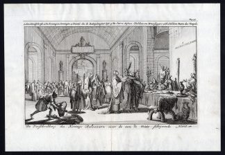 Antique Print-BELSHAZZAR-WRITING-WALL-BIBLE-TEMPLE-BABYLON-Luyken-Aysma-1685