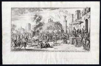 Antique Print-ANTIOCHUS-BURNING-RELIGION-EXECUTION-Luyken-Aysma-1685