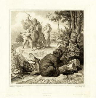 Antique Print-REYNARD-REINEKE FUCHS-FOX-FABLE-BEAR-Pl.2-Goethe-Kaulbach-1846