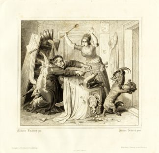 Antique Print-REYNARD-REINEKE-FOX-STEALING FOOD-FABLE-Pl.6-Goethe-Kaulbach-1846