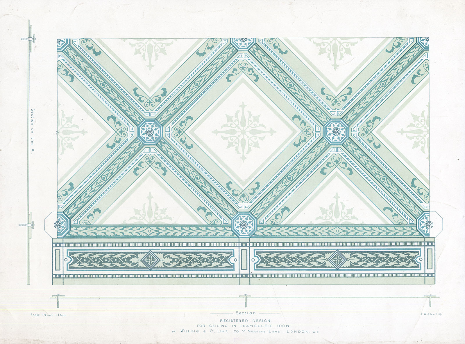 , Antique Print-DECORATION-ORNAMENT-19TH C.-1-ENAMELLED IRON-CEILING-Allen-1890, Pictura Antique Prints