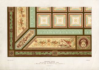 Antique Print-DECORATION-ORNAMENT-19TH C-2-ENAMELLED IRON-CEILING-Allen-1890