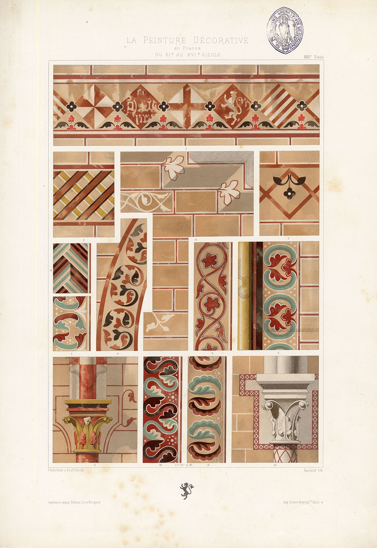 , Antique Print-DECORATION-ORNAMENT-FRANCE-PLATE 4-Gelis Didot-Gaulard-1875, Pictura Antique Prints