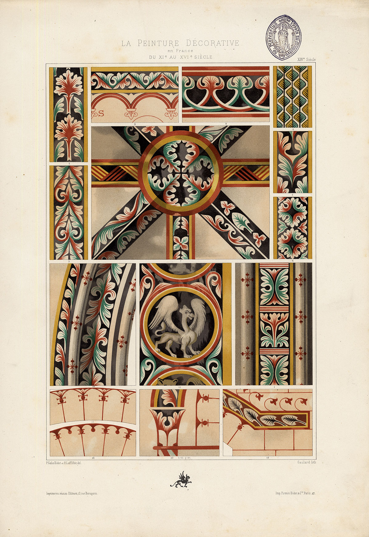 , Antique Print-DECORATION-ORNAMENT-FRANCE-PLATE 17-Gelis Didot-Gaulard-1875, Pictura Antique Prints