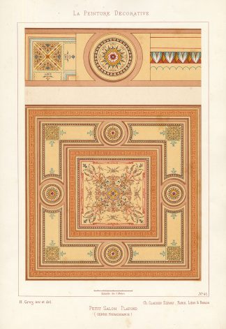 Antique Print-DECORATION-CEILING-ORNAMENT-RENAISSANCE STYLE-PLATE 40-Gruz-1860