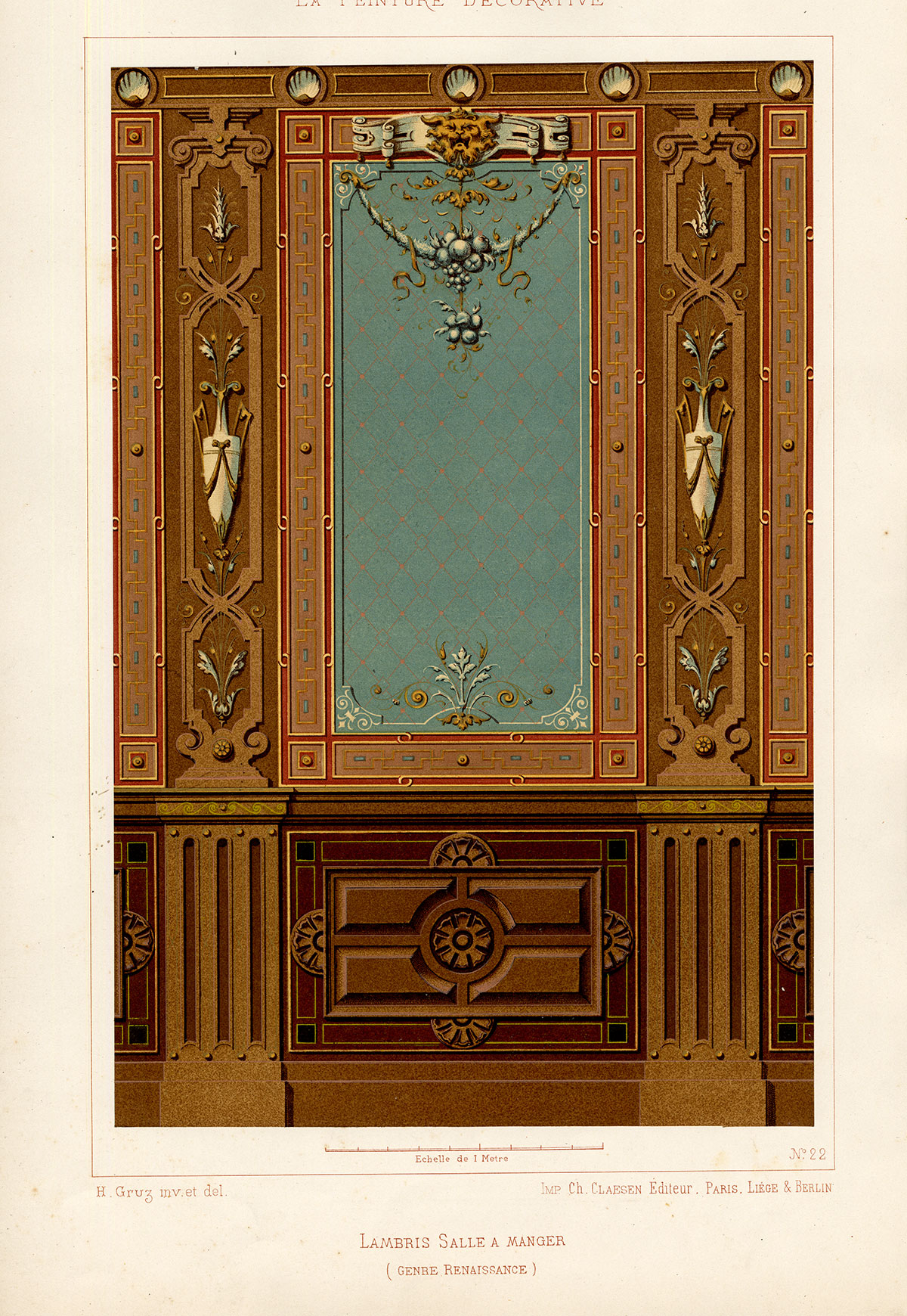 Lb7930 416x603 Antique Print-DECORATION-ORNAMENT-RENAISSANCE STYLE-BOARDING-PLATE 22-Gruz-1860