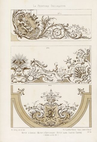 Antique Print-DECORATION-ORNAMENT-LOUIS XV STYLE-DESIGN-PLATE 34-Gruz-1860