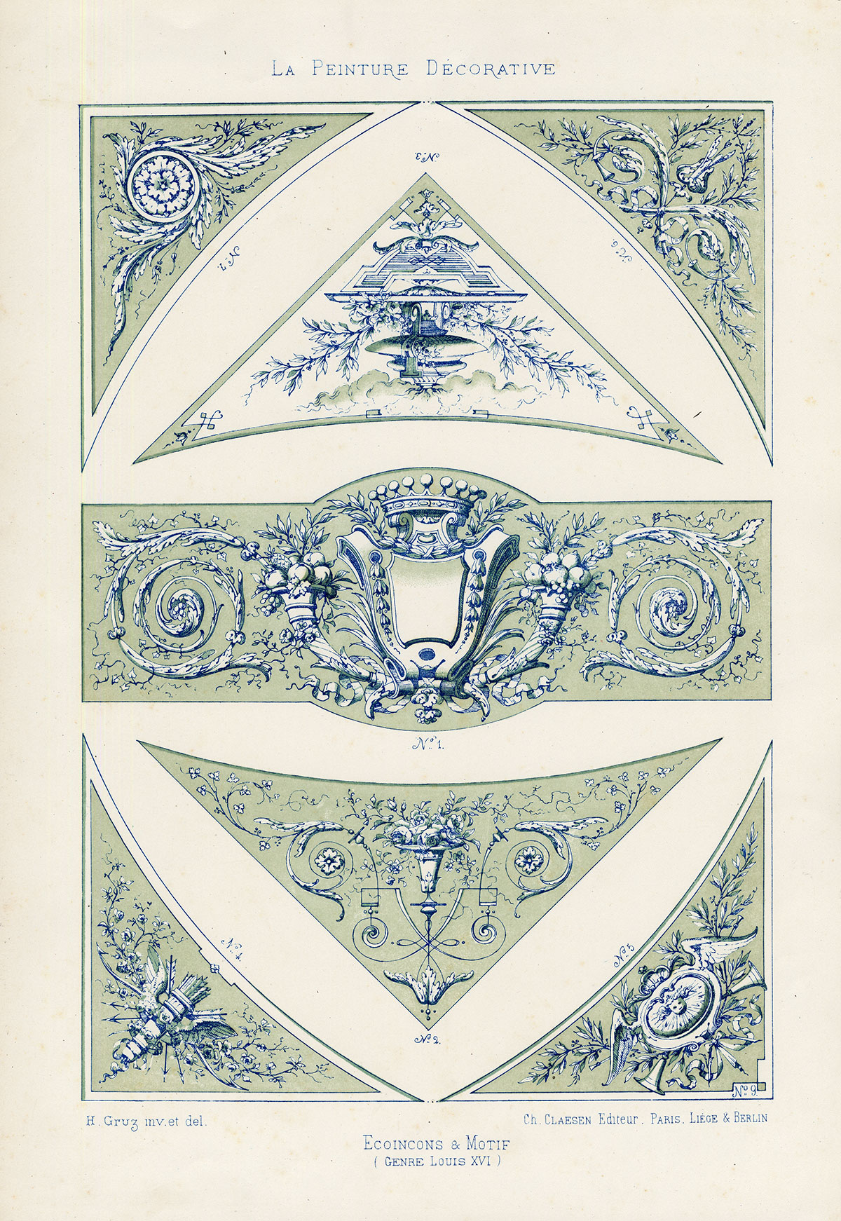 Lb7941 416x604 Antique Print-DECORATION-ORNAMENT-LOUIS XVI STYLE-SPANDREL-PLATE 9-Gruz-1860
