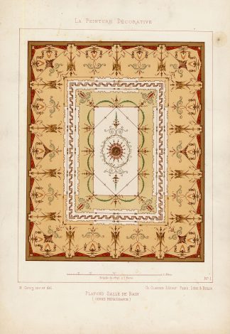 Antique Print-DECORATION-ORNAMENT-RENAISSANCE STYLE-BATHROOM-PLATE 1-Gruz-1860