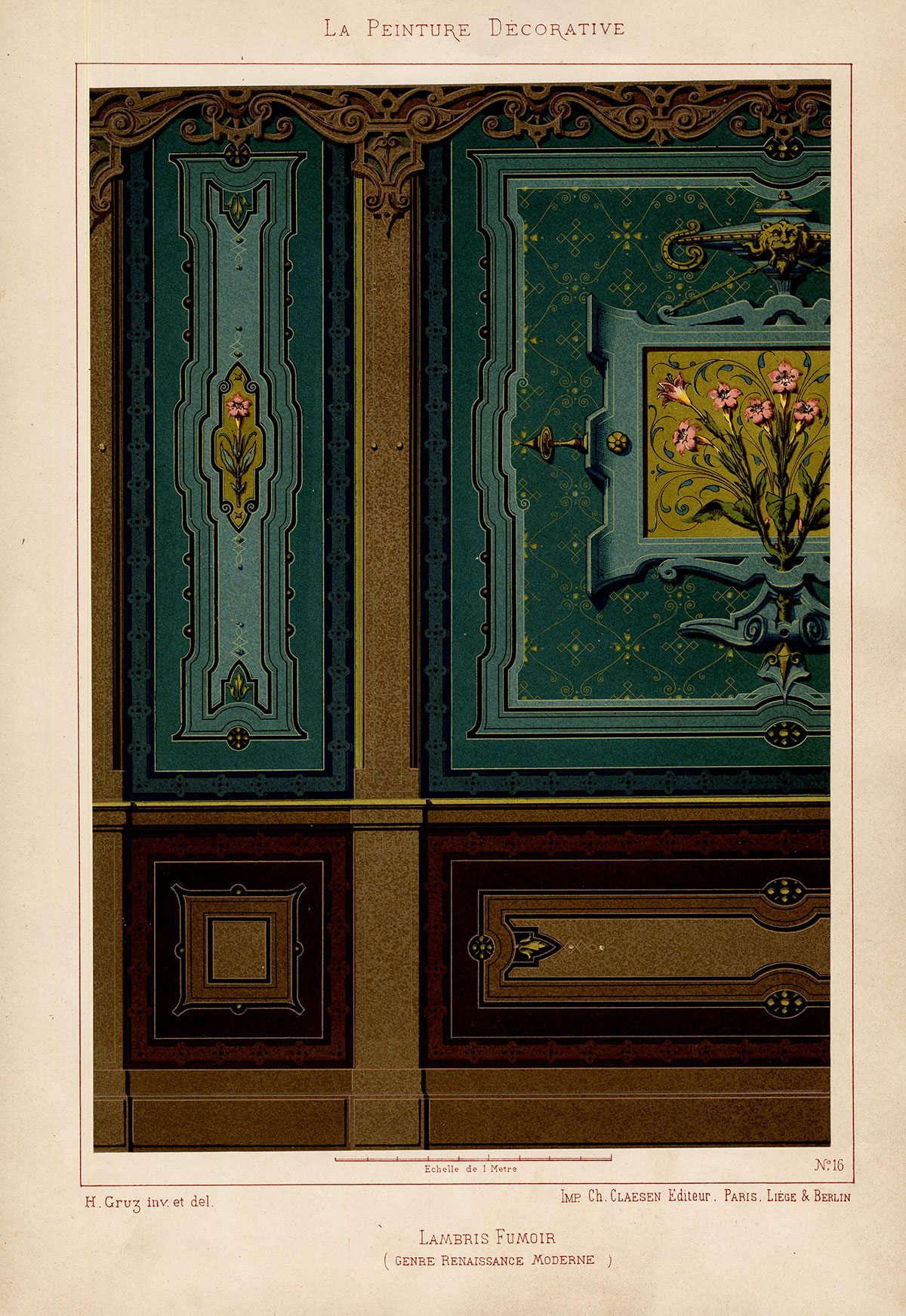 Lb7946 416x604 Antique Print-DECORATION-ORNAMENT-MODERN RENAISSANCE STYLE-PLATE 16-Gruz-1860