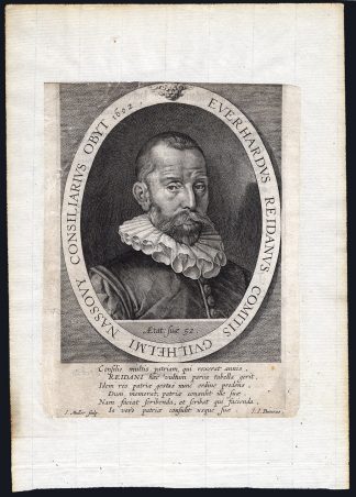 Antique Portrait Master Print-EVERHART VAN REIDT-REIDANUS-Harmensz Muller-1602