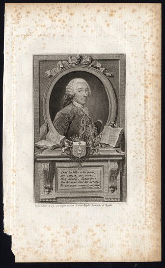 Antique Print-CHENNEVIERE-FRENCH POET-PORTRAIT-Etienne Fiquet-Basan-1789