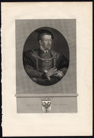 Antique Print-CHARLES V-HOLY ROMAN EMPEROR-PORTRAIT-Reckleben-Arend-1841