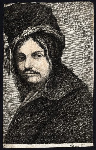 Antique Print-PORTRAIT MAN WITH HAT-Michael Willmann-1680
