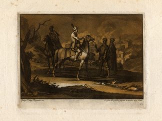 Antique Master Print-ORIENTAL-MOUNTED SOLDIER-TALK-Rugendas-ca. 1750