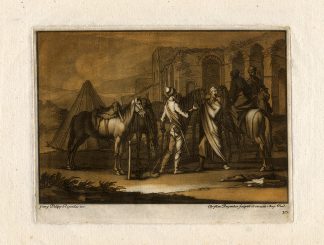 Antique Master Print-RUIN-TENT-SOLDIER-HORSE-Rugendas-ca. 1750