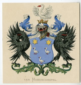 Antique Print-VAN HARENCARSPEL-COAT OF ARMS-FAMILY CREST-Vorsterman-Wenning-1885