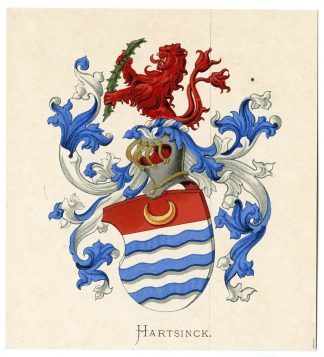 Antique Print-HARTSINCK-COAT OF ARMS-FAMILY CREST-Vorsterman-Wenning-1885