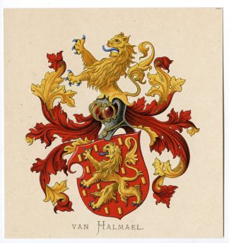 Antique Print-VAN HALMAEL-COAT OF ARMS-FAMILY CREST-Vorsterman-Wenning-1885