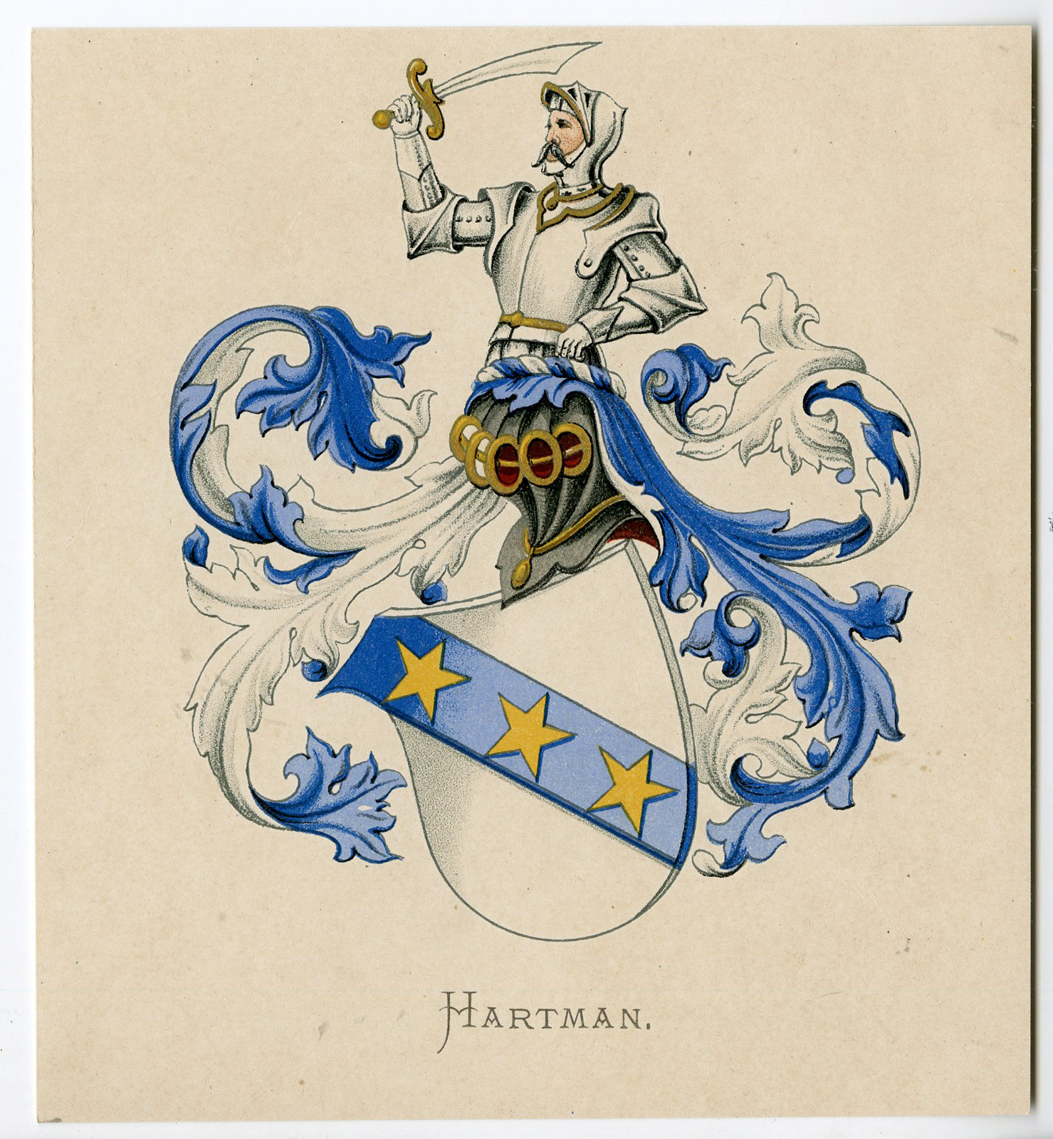 Pco 05284 416x450 Antique Print-HARTMAN-COAT OF ARMS-FAMILY CREST-Vorsterman-Wenning-1885