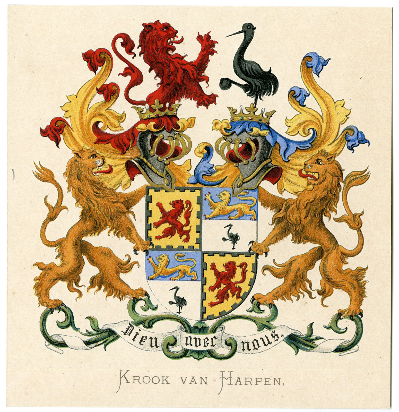 Pco 05285 416x429 Antique Print-KROOK VAN HARPEN-COAT OF ARMS-FAMILY CREST-Vorsterman-Wenning-1885