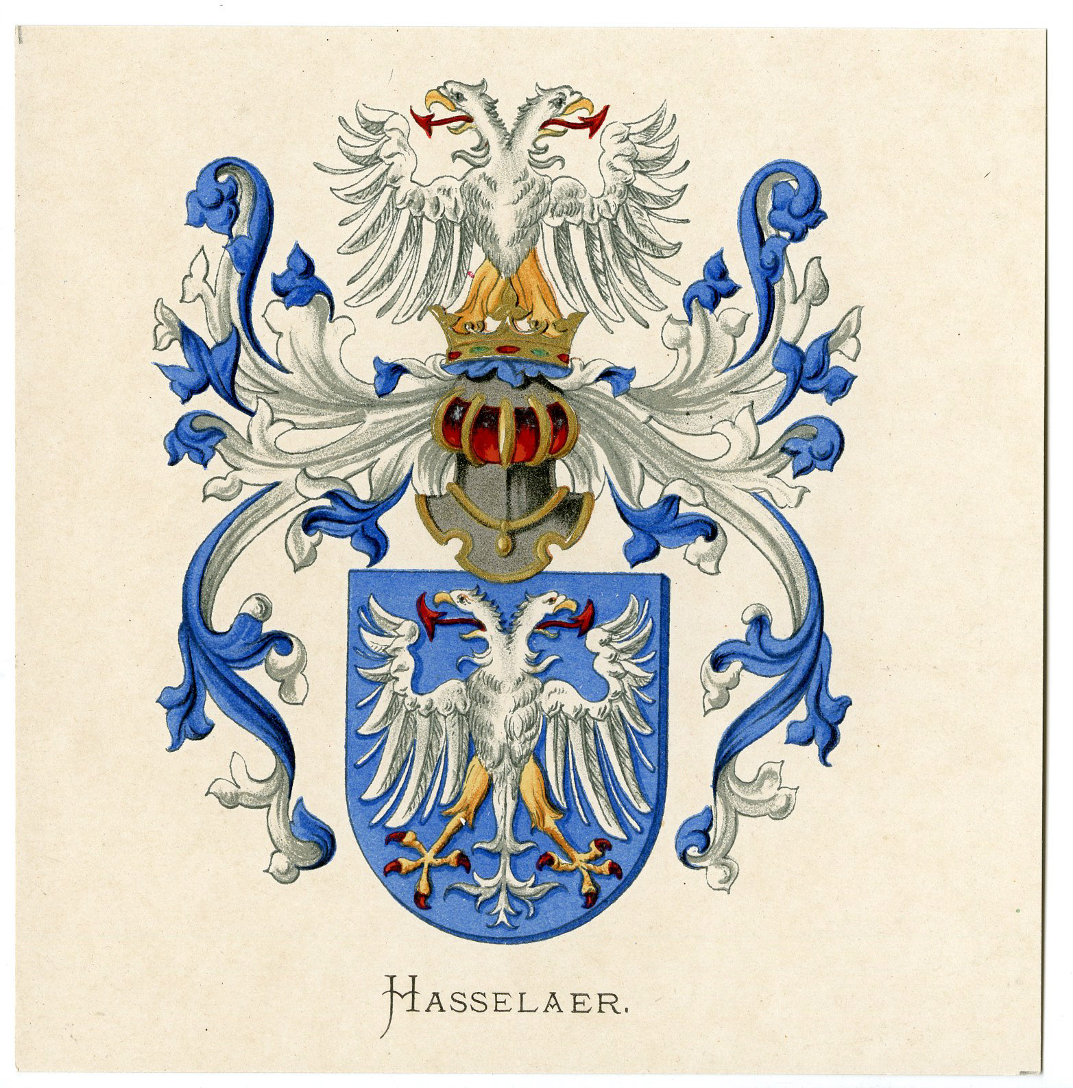 Pco 05287 416x422 Antique Print-HASSELAER-COAT OF ARMS-FAMILY CREST-Vorsterman-Wenning-1885
