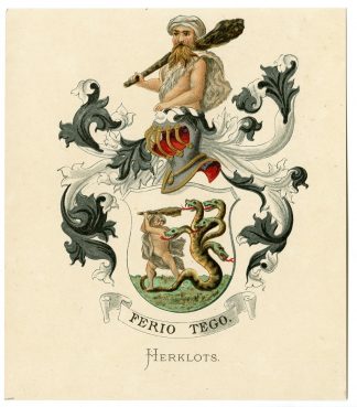 Antique Print-HERKLOTS-COAT OF ARMS-FAMILY CREST-Vorsterman-Wenning-1885