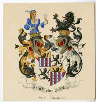 Antique Print-VON HEMERT-COAT OF ARMS-FAMILY CREST-Vorsterman-Wenning-1885