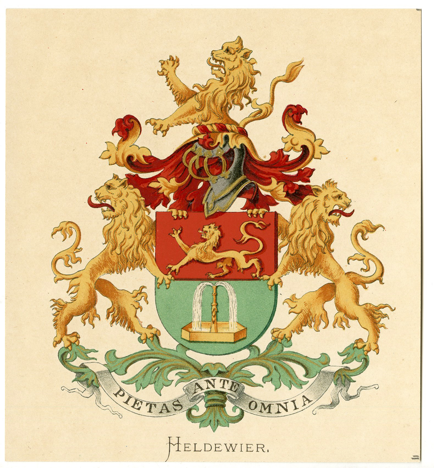 , Antique Print-HELDEWIER-COAT OF ARMS-FAMILY CREST-Vorsterman-Wenning-1885, Pictura Antique Prints